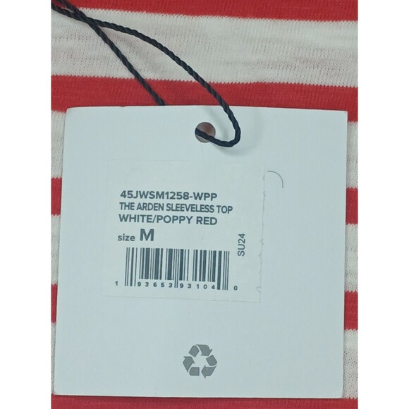 JOE'S Jeans Womens M Top Red Striped Sleeveless Bubble Hem Padded Shoulders $98 - Picture 8 of 16